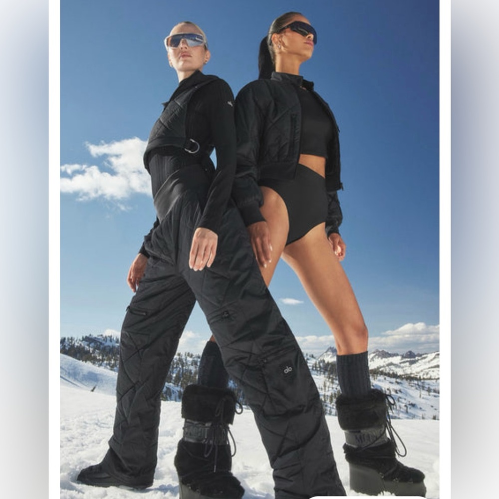 Alo High Waist Snowrider Puffer Quilted Insulated Pant Black Small